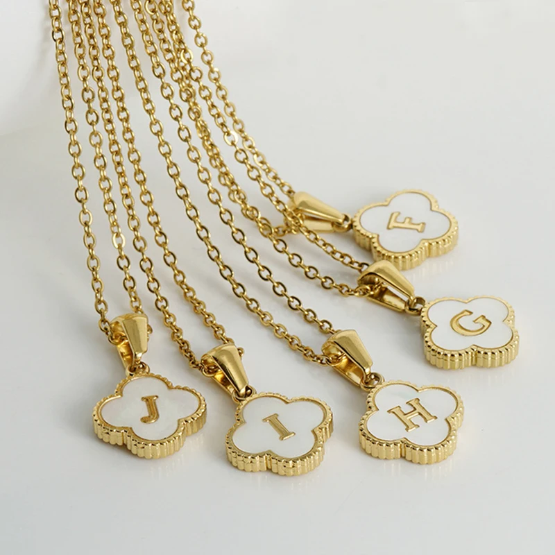 قلادة صدفة البرسيم من الفولاذ المقاوم للصدأ للنساء ، سلسلة الترقوة ، هدية الذكرى السنوية ، قلادة إنز ، مجوهرات الموضة #5