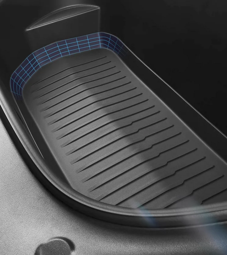 for Tesla Model Y Official New Style All-Weather TPE Front Cargo Liners Frunk/Rear Trunk Lower Mat Boot Storage Tray