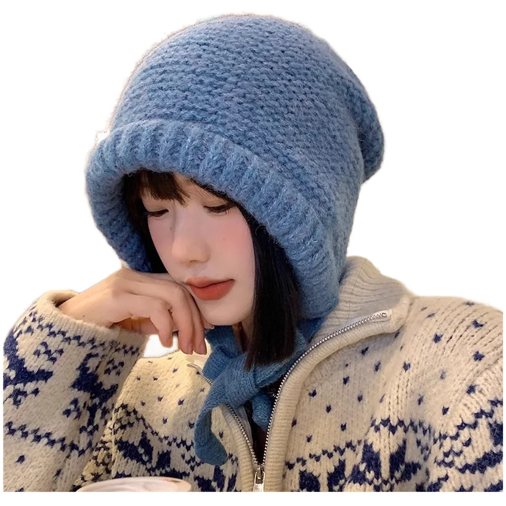 Windproof Knitted For balaclava Hat for Men Women - for convertible 2 in 1 Design from For beanie to Bag for Daily Winter Use