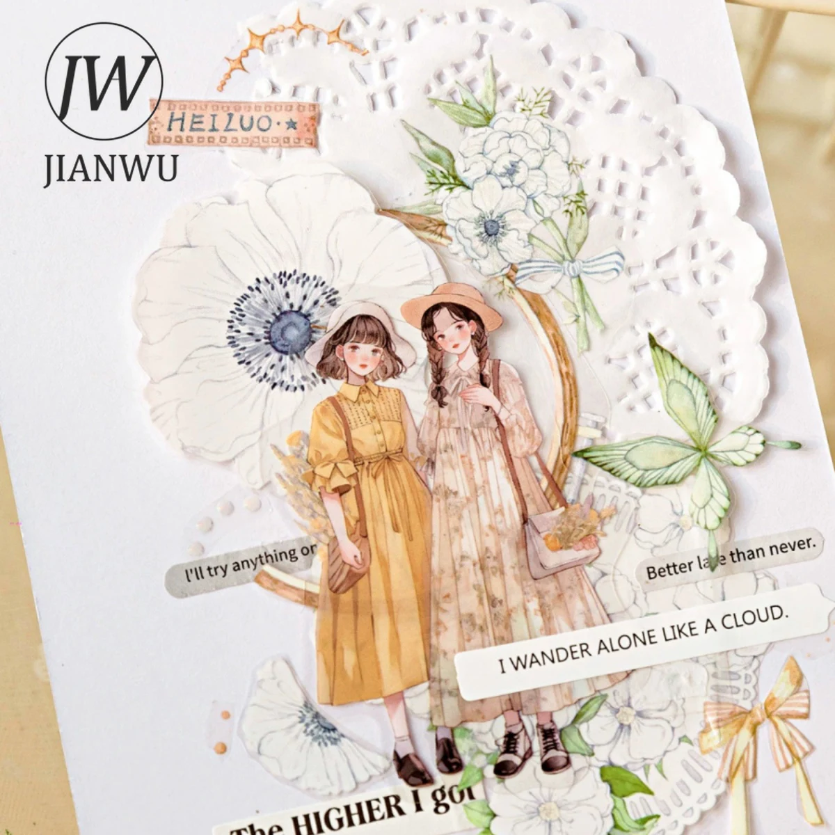 JIANWU 30 Sheets Life Tidbits Series Literary Girl Character Material Decor PET Sticker Creative DIY Journal Collage Stationery