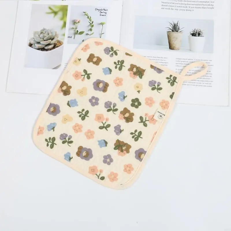 

E06F Baby Facecloth Cotton Drooling Bibs Print Burp Cloth for Infants Baby Sweat Absorb Cloth High Absorbent Kids Kerchief