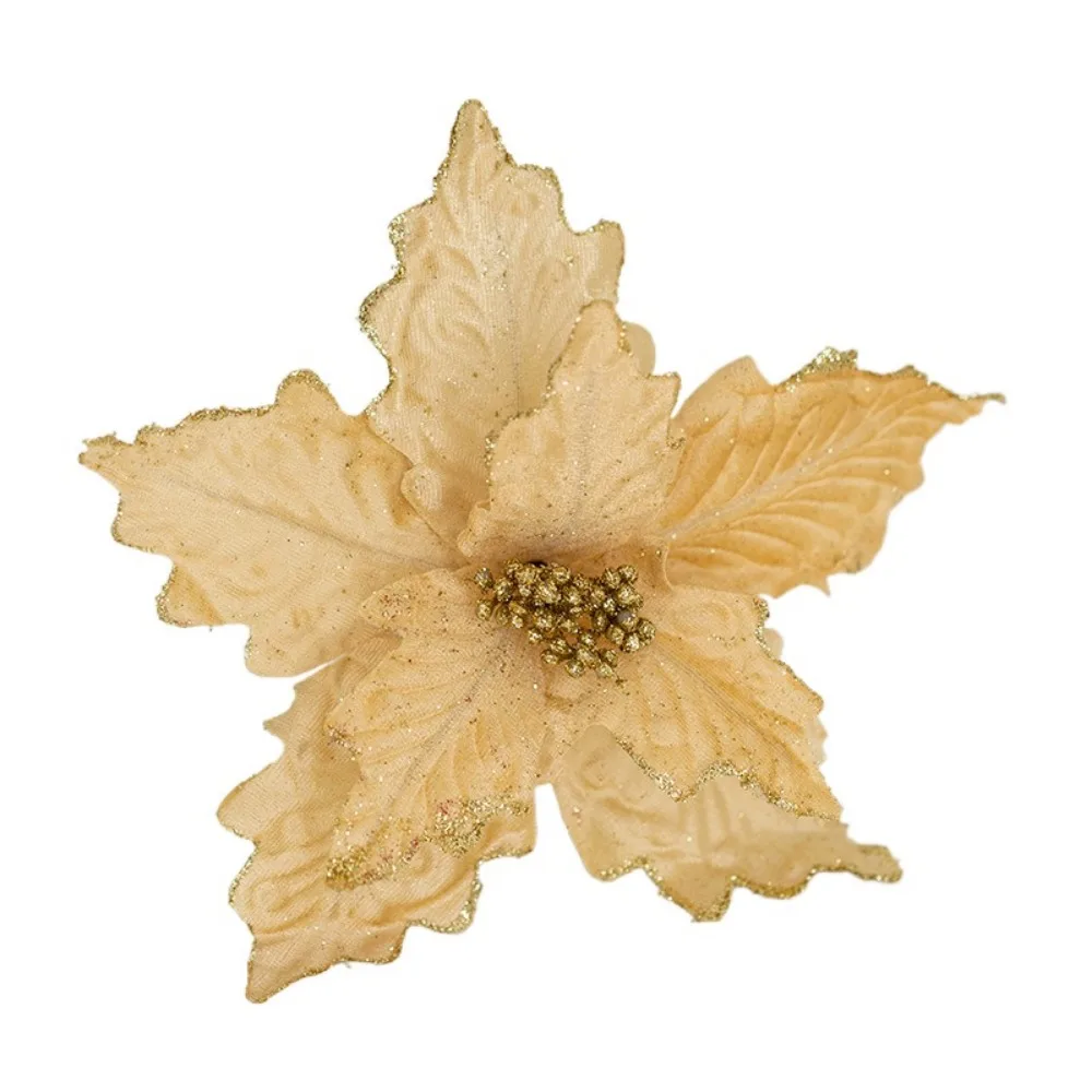 

Exquisite DIY Artificial Christmas Flowers Fake Flower Head Simulated Christmas Flower Handmade Xmas Tree Ornaments Christmas