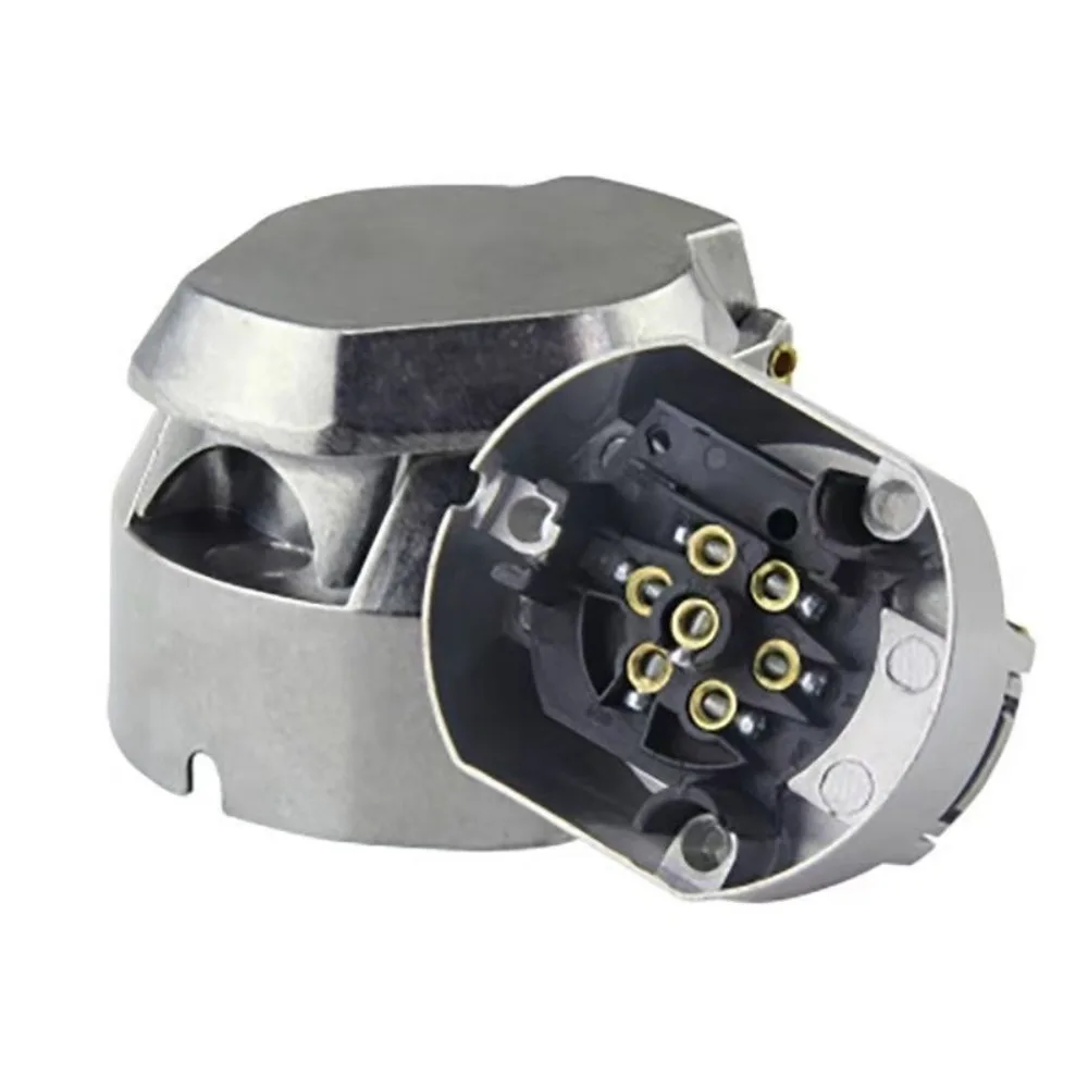 Aluminium Alloy 7 Pin Trailer Socket Round Adapter Universal Fit Towing Electrics Adapter EU Plug 12V Connector