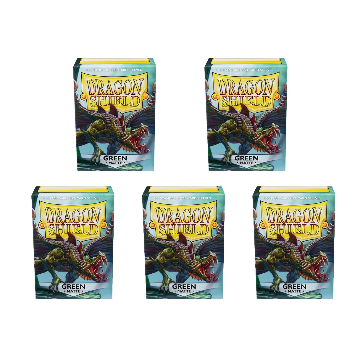 5 PACK Dragon Shield GREEN TCG Board Game Standard Size Sleeves Play Card Protector MTG/PKM Cover 66x91mm