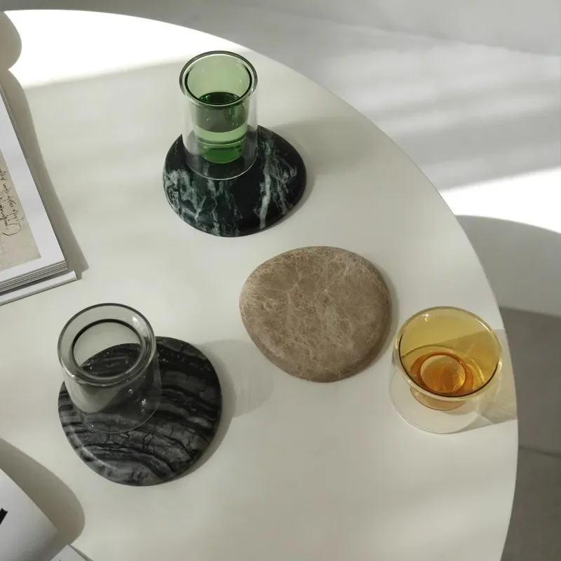 AhunderJiaz Wabi Sabi Style Natural Marble Insulation Pad Jewelry Display Tray Creative Coffee Coaster Decoration Home Decor
