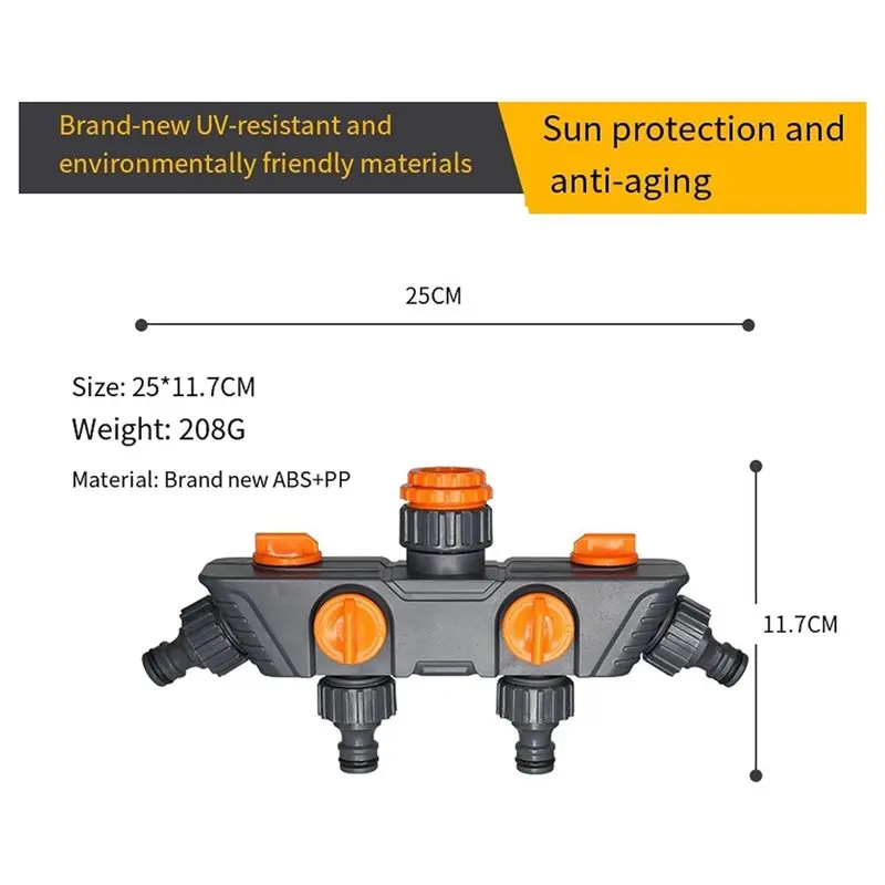 【TODAY-فقط!】واحد في أربعة خارج موصل المياه صنبور خرطوم كلبشة أربعة اتجاهات خرطوم حديقة كلبشة صنبور صمام تحويل #6