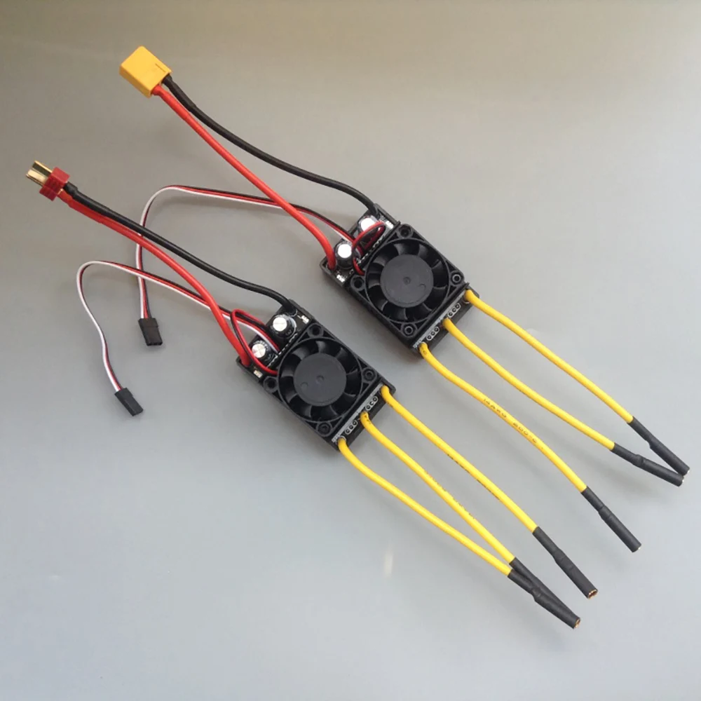 ESC sans balais 12-24V 70A avec ventilateur de refroidissement ESC bidirectionnel pour bateaux RC, voitures RC, robots sous-marins et propulseurs sous-marins