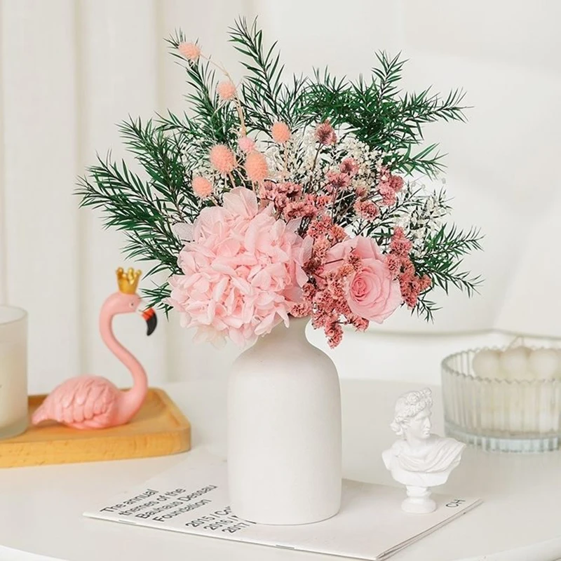 Natural Dried Flower Bouquet Table Arrange Bride Holding Hydrangea Bouquet,Dried Floral Arrangements Home Wedding Table Decor