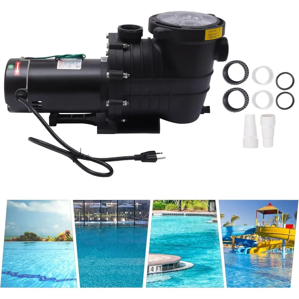 

2HP Pool Pump Inground Single Speed 110v Powerful Primming Swimming Above Ground Pool Water Pumps and Filter with Filter Basket