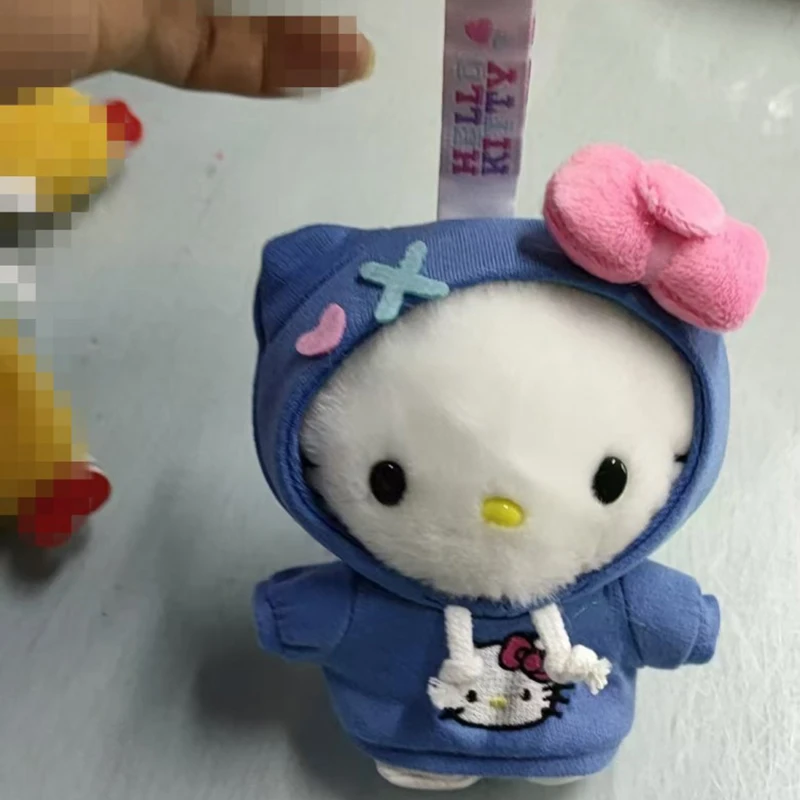 Sanrio Hello Kitty Portachiavi in peluche Cartoon Anime Maglione Indossare Cappello Kt Ciondolo in peluche Peluche Zaino Decorazione Regali di festa