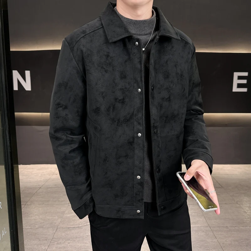 

Autumn Winter Jackets Loose Trendy Brand Lapel Cotton-padded Clothes Fashionable Duck Down Down Jackets Men's Short Down Jackets