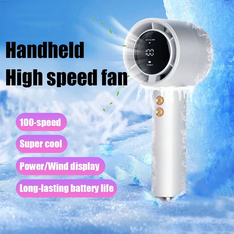 مروحة يدوية محمولة، 100 سرعة رياح، مروحة صغيرة محمولة بدون شفرات، مراوح شخصية عالية السرعة قابلة لإعادة الشحن عبر USB، مروحة رموش كهربائية