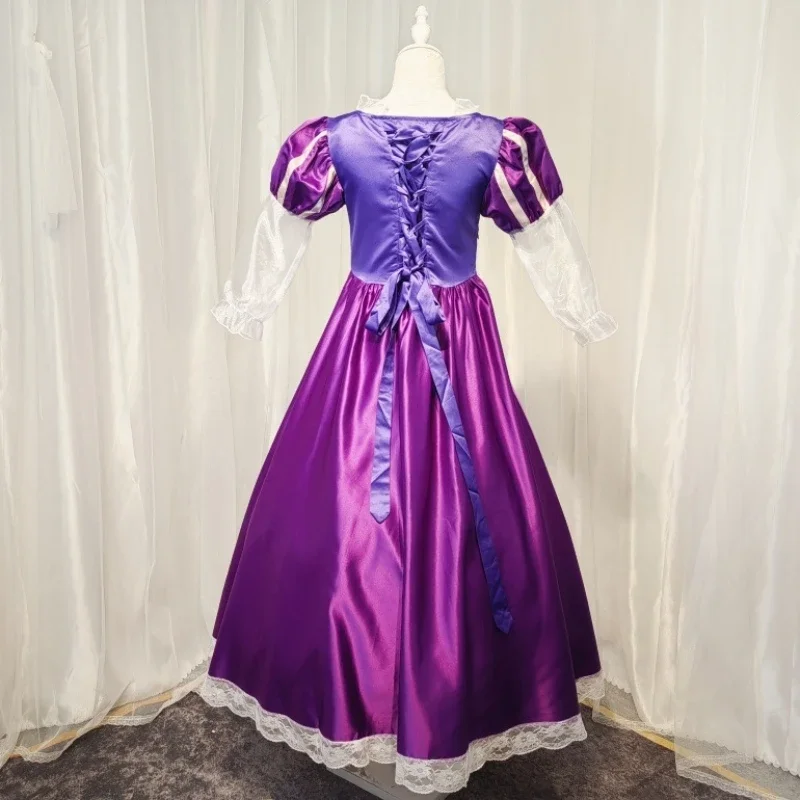 Rapunzel Princess Cosplay Costumes Girls Women Madrigal Purple Lace Dress Gown Party Dresses Halloween Carnival Cosplay Clothing