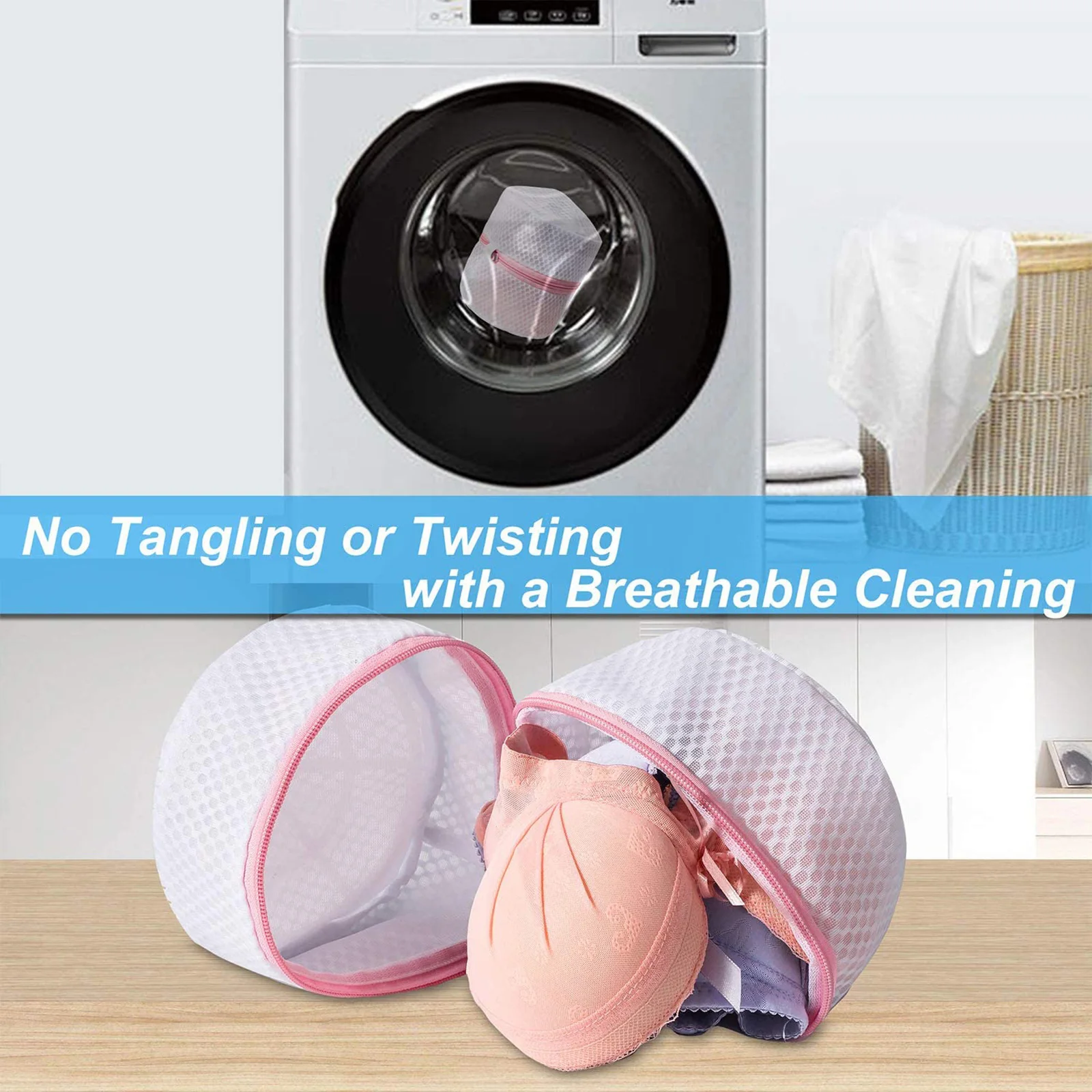 

4Pcs Bra Laundry Bag Washing Garment Bags Clothing Underwear Machine White Zipper Closure Soft Polyester Different Sizes