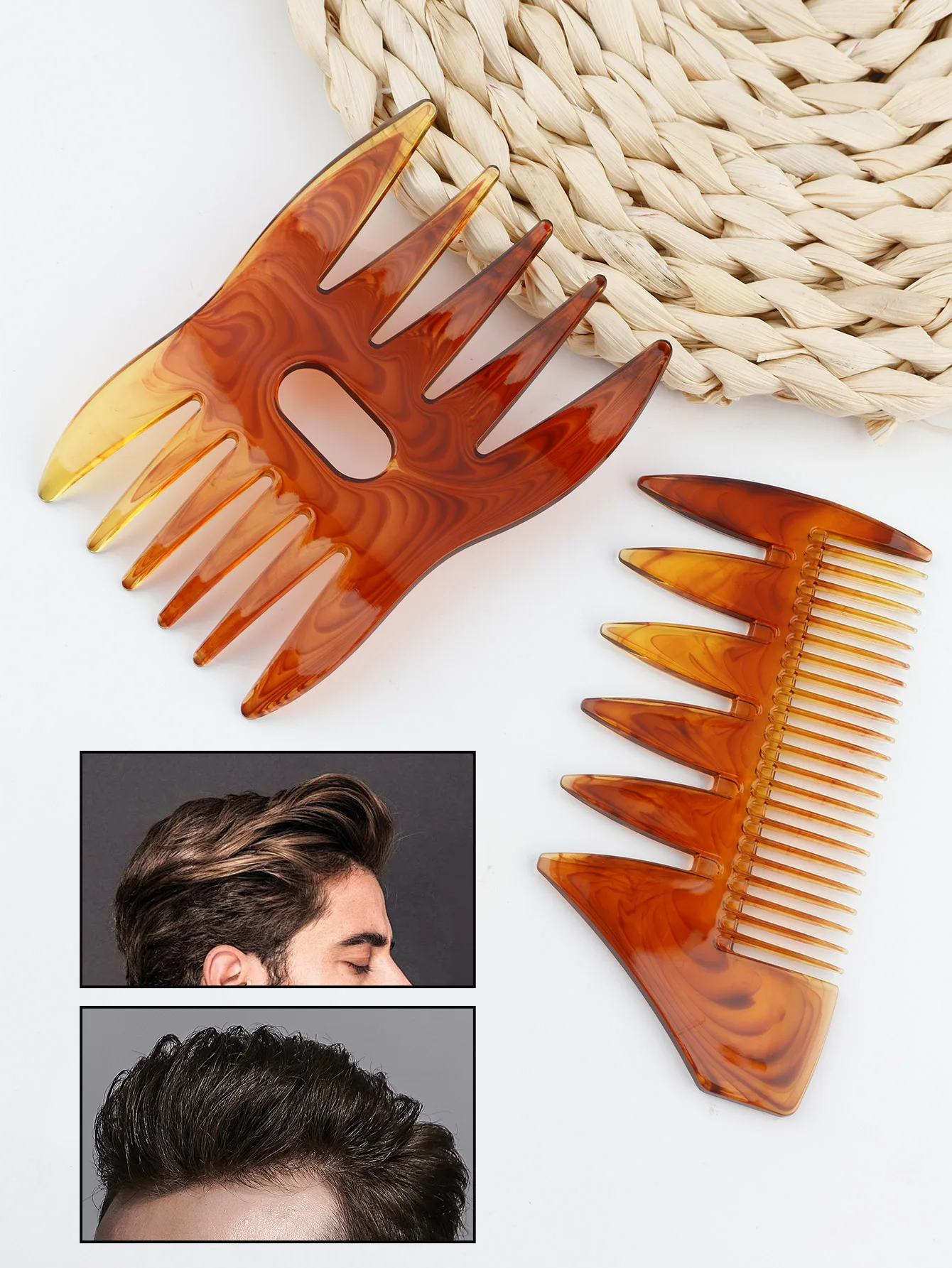 Styling Hair Comb Kit for Salon and Barber Use, 5-Pack Professional Texture Combs, Retro Hairdressing Accessories