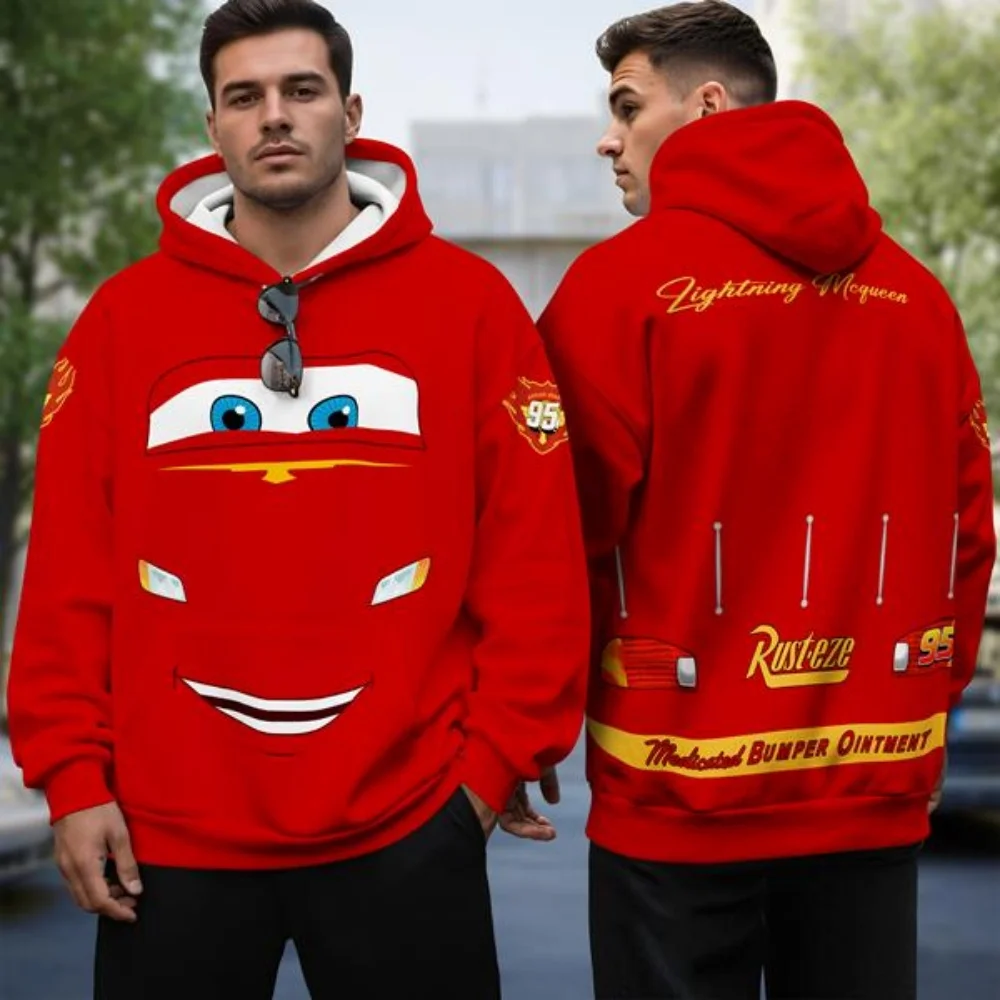 Autumn and Winter Men Lightning Mcqueen All Over Print Hoodie, Disneyland Cars 95 Speed Racer 3D Hoodie Women Hoodie Tops