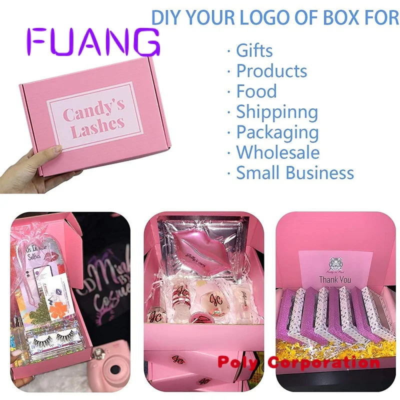 Custom  Custom Logo  Pink Cardboard Paper Cartons Shipping Mailer Box Corrugated Wedding Clothes Gift Box packing box for small