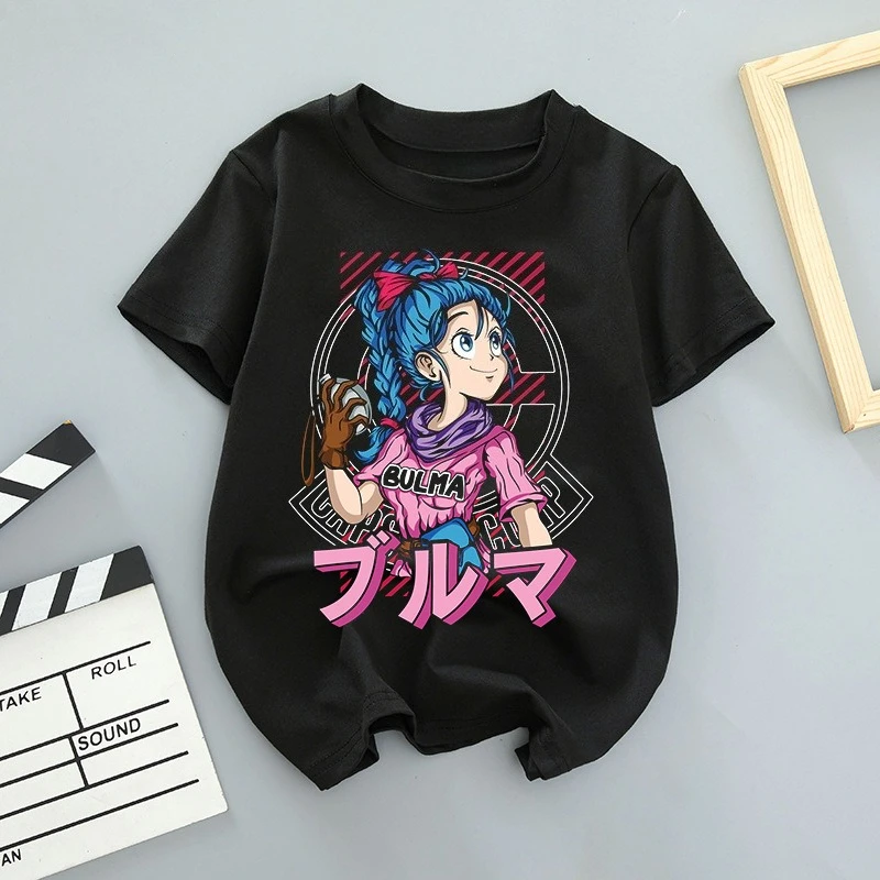 Camiseta con estampado de Anime Dragon Ball GOKU Bulma, Camiseta de manga corta para hombres y mujeres, Camiseta holgada de algodón americana de verano 2025