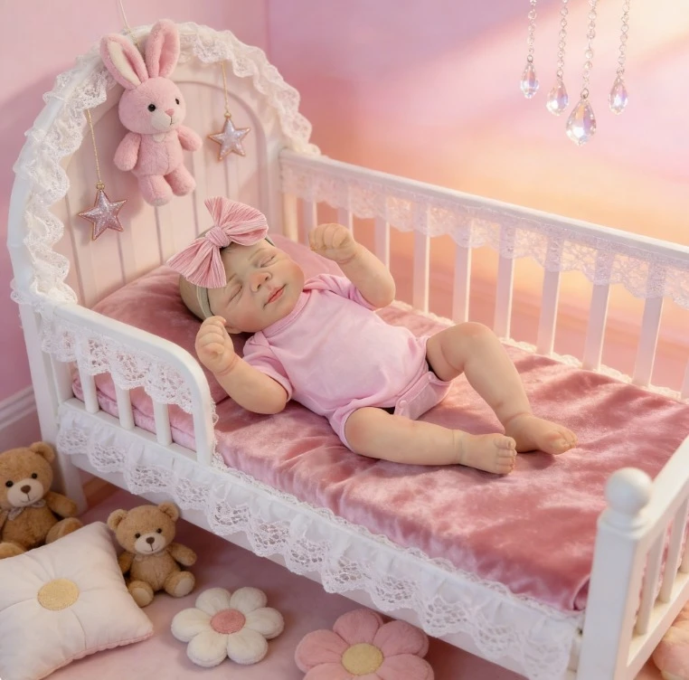 Muñeca Reborn Pascale de 18 Pulgadas con Piel 3D y Venas Visibles, Bebé Niña Dormida, Cuerpo Completo de Vinilo, Realista, Regalo para Niños
