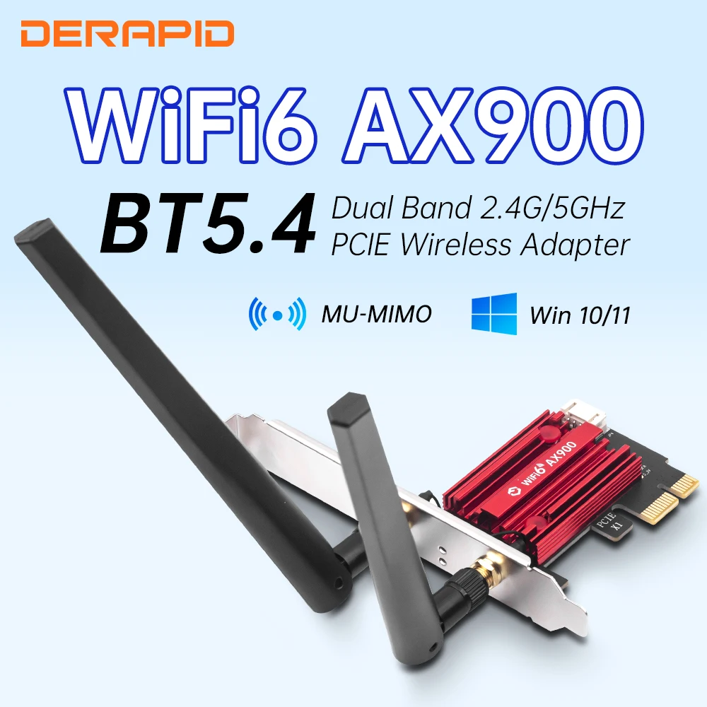 Fenvi Dual Band 2.4G/5G WiFi 6 AX900 PCI-Express Wireless Adapter Bluetooth 5.4 Network Card for PC/Desktop with Windows 10/11