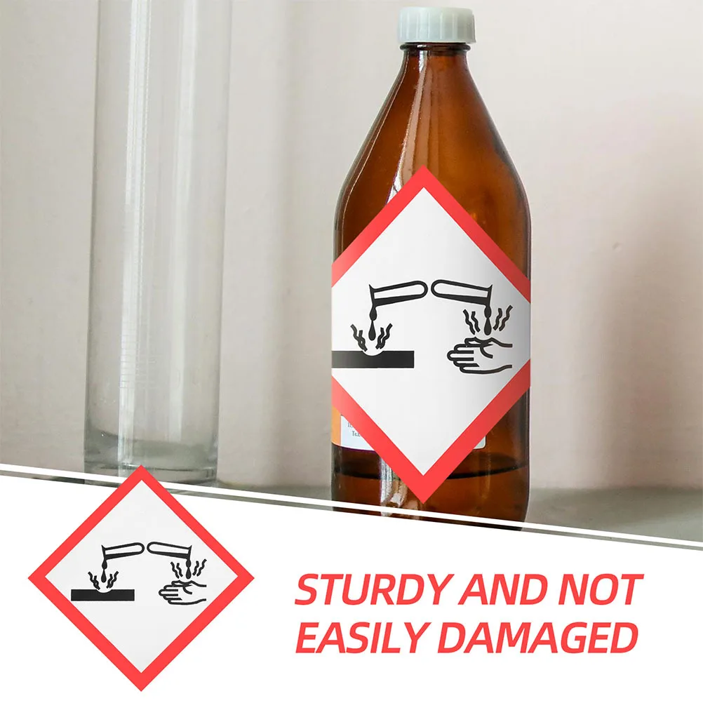 6 قطعة تسميات المواد المسببة للتآكل الشارات ملصق أمان ذاتي اللصق لعلامات تحذير Hazmat التصوير التسمية علامة السلامة المسبقة للتآكل #2