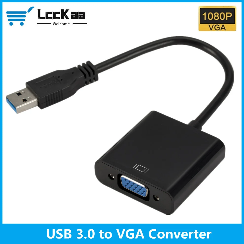 LccKaa USB 3.0 to VGA Adapter External Video Card Multi Display Converter for Win 7/8/10 Desktop Laptop PC Projector Monitor