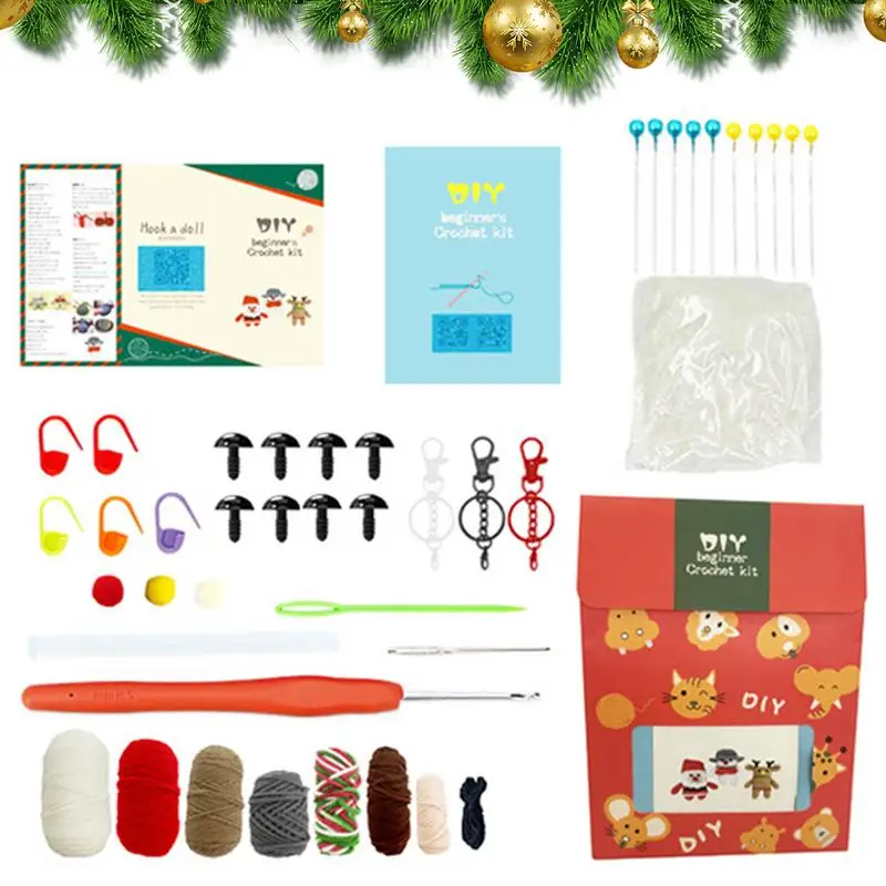 Kerst Gehaakt Diy Kit Speelgoed Tas Mascottes Xmas Sneeuwpop Claus Hert Materialen Pakket Voor Kerst Lente Festival