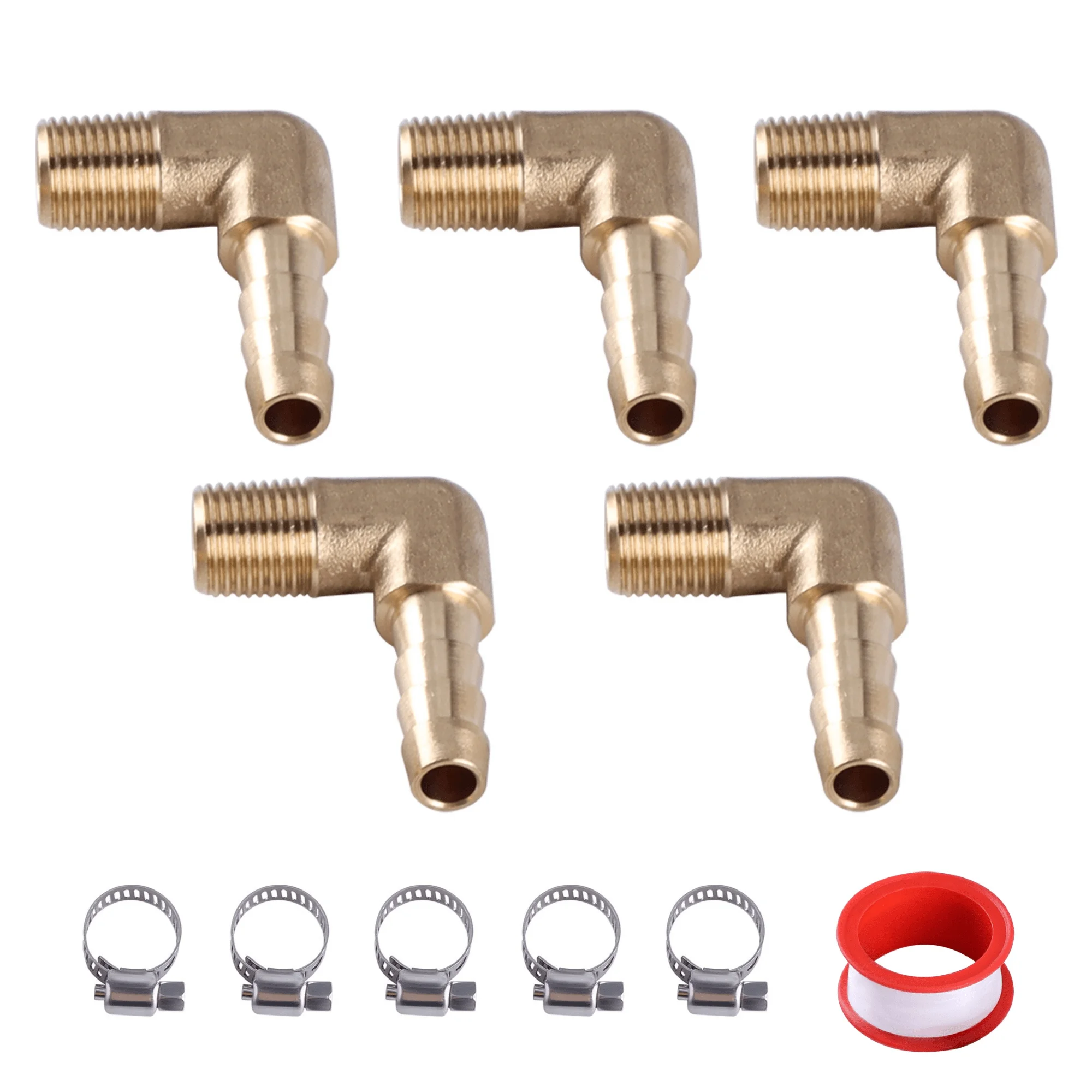 5pc Brass Pneumatic Fitting Male Thread To Hose Barb Tube Quick Coupling