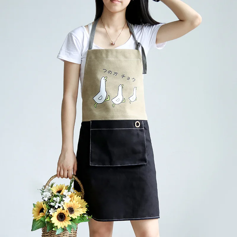 Apron printing home kitchen cooking men and women denim overalls custom logo coffee milk tea shop restaurant apron