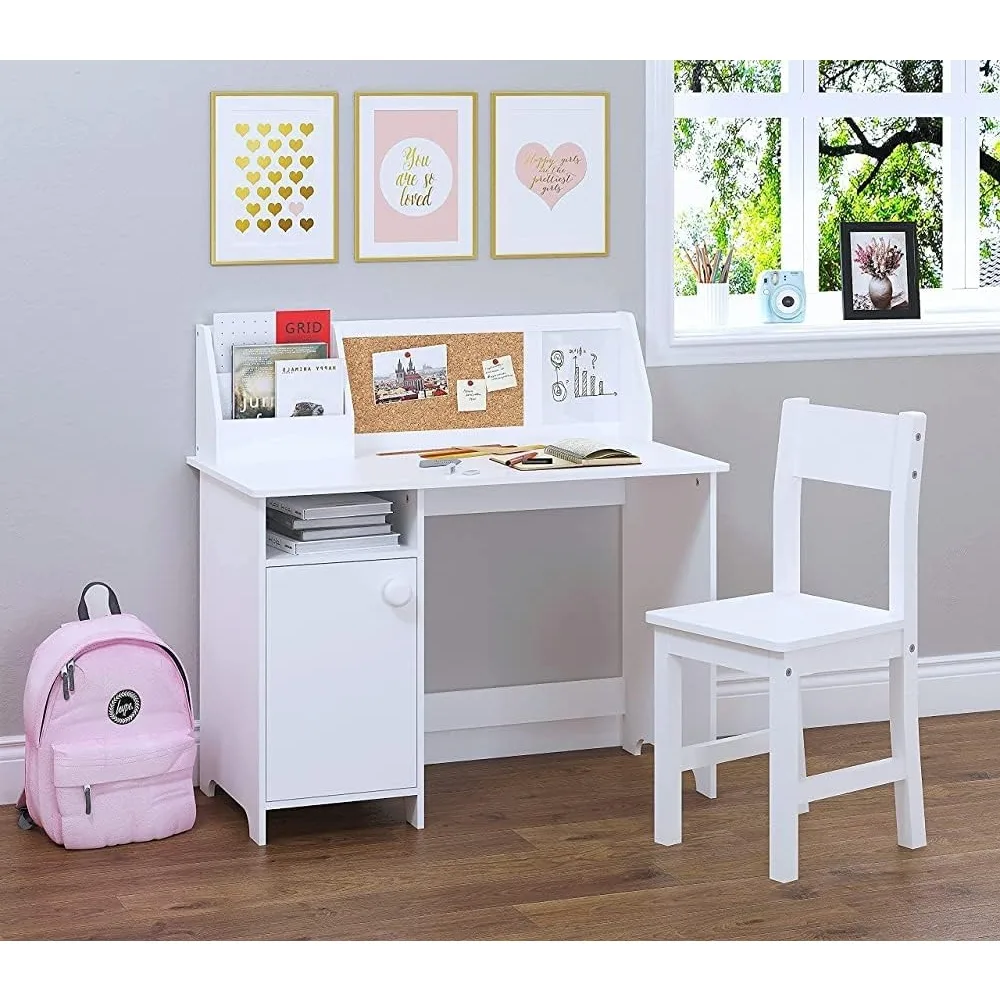 

UTEX Kids Study Desk with chair, Wooden Children School Study Table with Hutch and Chair for 3-8 Years Old, Student's Study