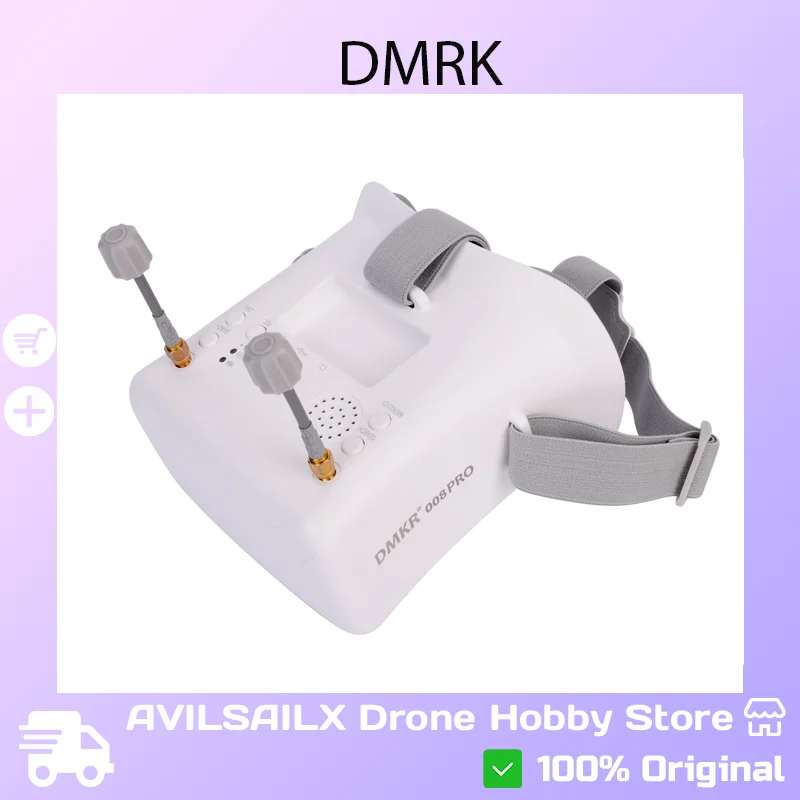 

FPV Goggles with Built-in Battery, DMKR 008D PRO 4.3" HD Display 5.8G 40CH for Analog Racing Drone, Ready to Fly