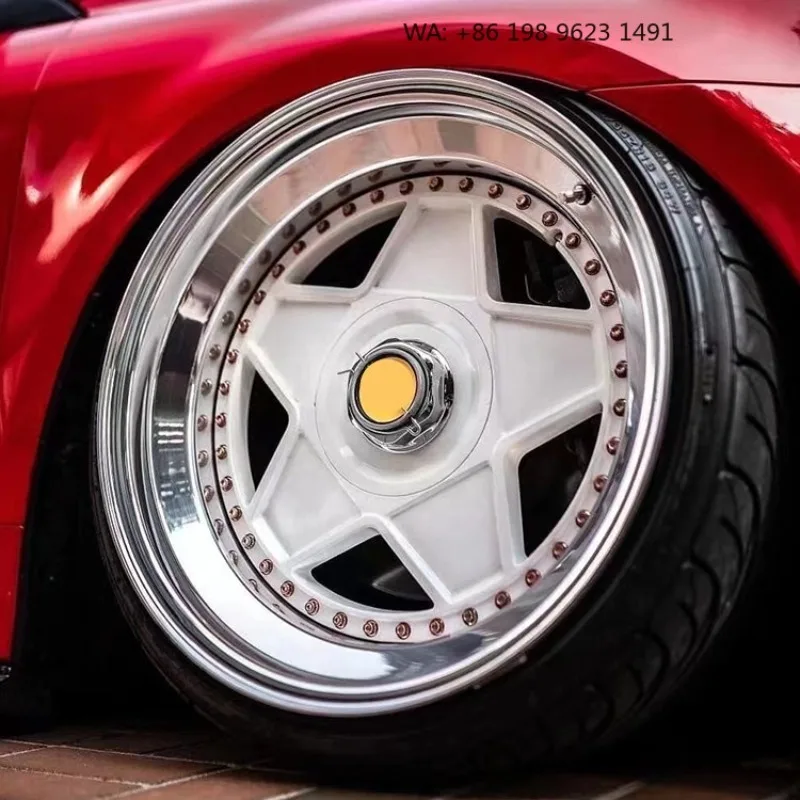 High-end customized deep concave forged alloy wheel hub, multi-inch single-piece sport rims, 5×3 PCD, gold polished finish