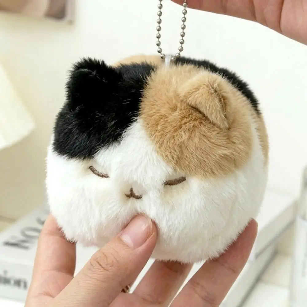 Soft Fluffy Cat Plush Keychain Plush Bead Chain Fluffy Cat Bag Charm Kawaii Cartoon Design Kitty Stuffed Pendant Car Keychain view 5