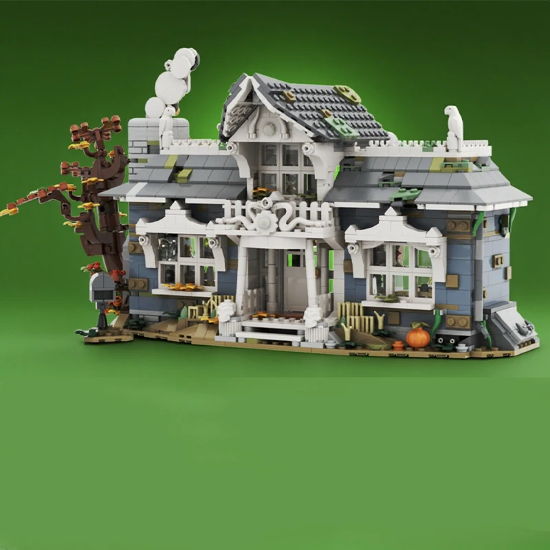 

1725 pieces MOC Autumn Village: Haunted House manor eerie DIY Model Building Blocks Birthday Toys Gift”