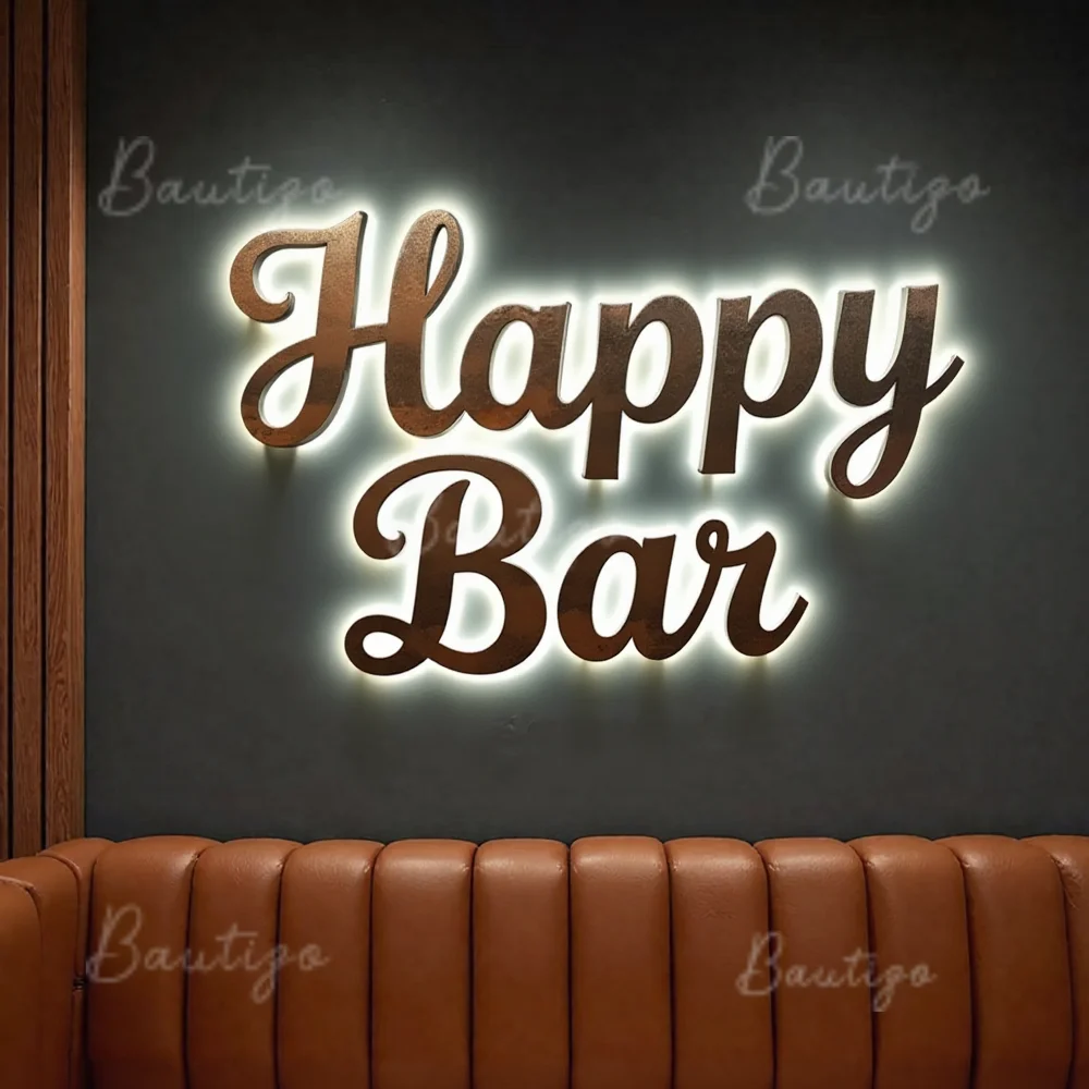 Custom LED Backlit 3D Illuminated Metal Letters Sign Light Up for Outdoor Business Storefront Waterproof Advertising Signage