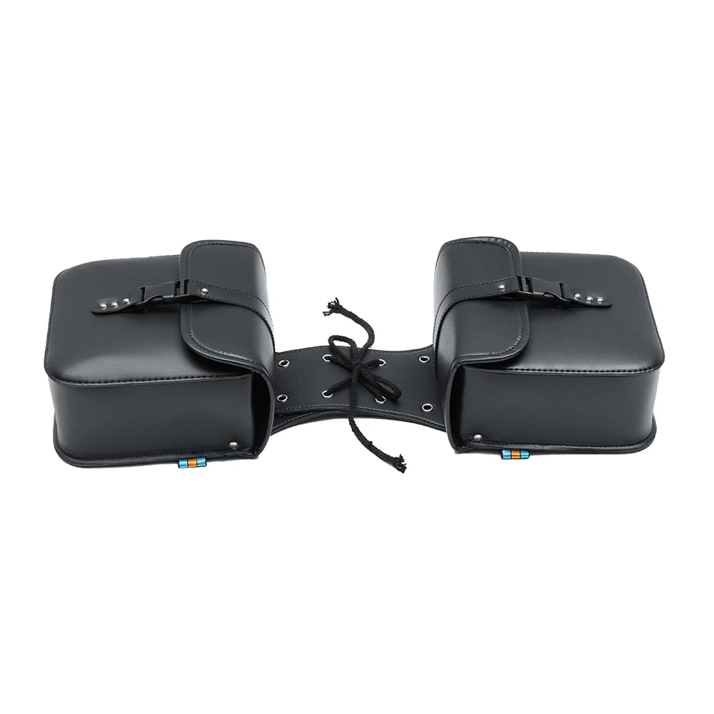 

2pcs Motorcycle Saddlebag Black PU Leather Side Tool Luggage Storage Bag Universal 16L capacity