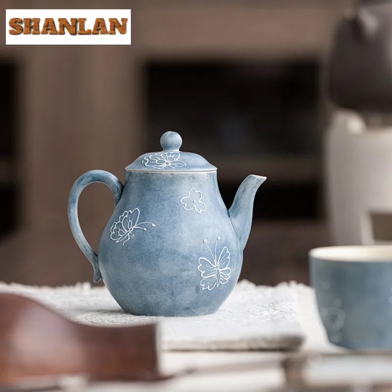 

200ml Hand-painted Butterfly Teapot Japanese Tea Infuser Pot Household Tea Soaking Kettle With Ball Hole Drinkware Collection