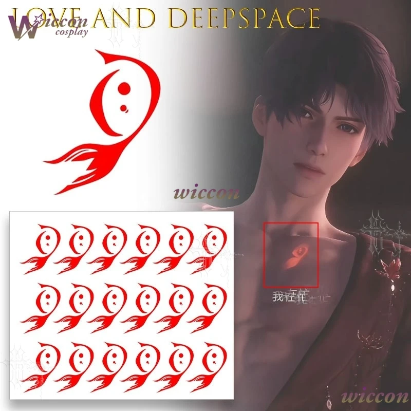YesOk Game Love and Deepspace Character Rafayel Oath Fish Cos Mark Temporary Tattoo Sticker Set Waterproof Body Cos Party view 4