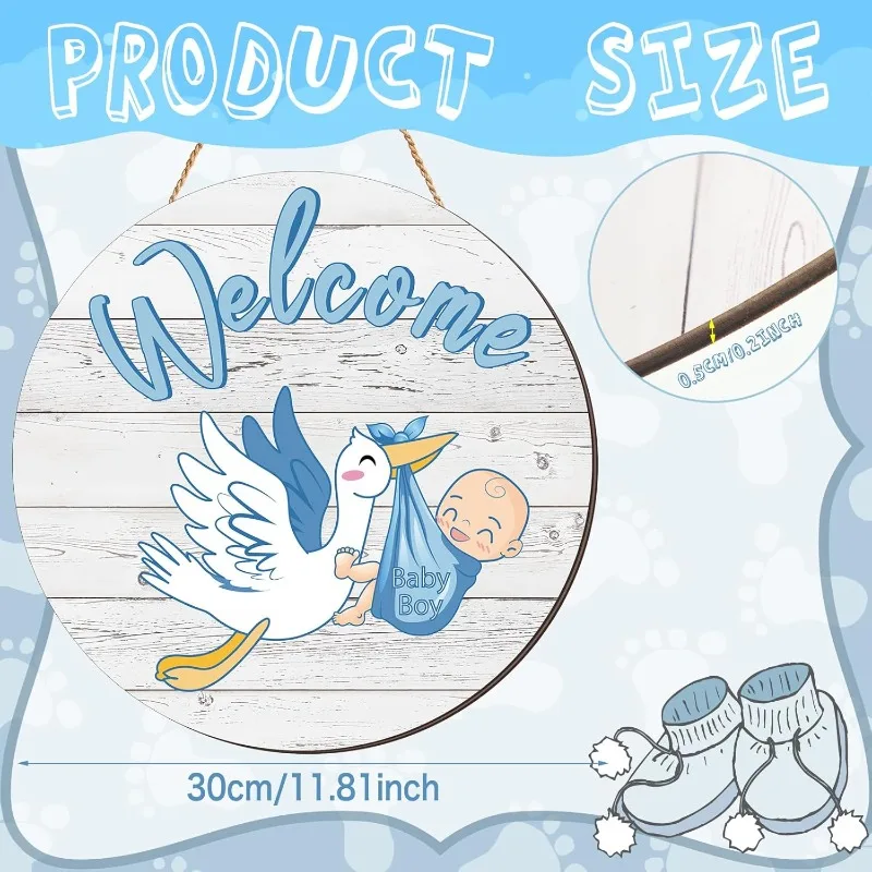 لافتة باب للأطفال الأولاد - إكليل ترحيب للجنسين، ديكور مزرعة خشبي ريفي لاستحمام الطفل، ديكورات حفلات الشرفة