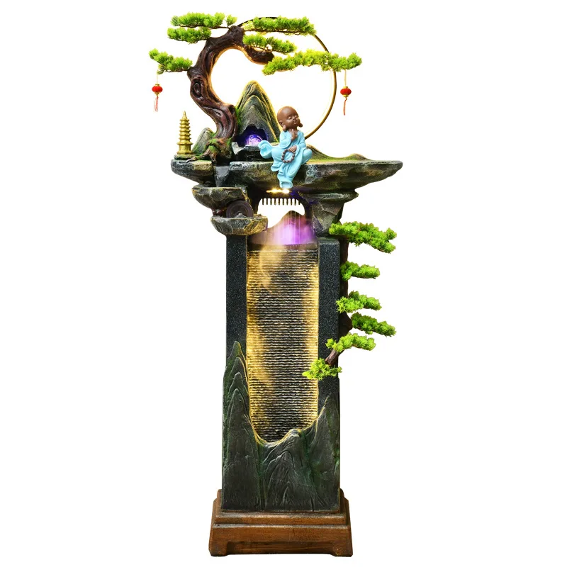 

Rockery stone welcome pine cute little monk transfer ball landing water
