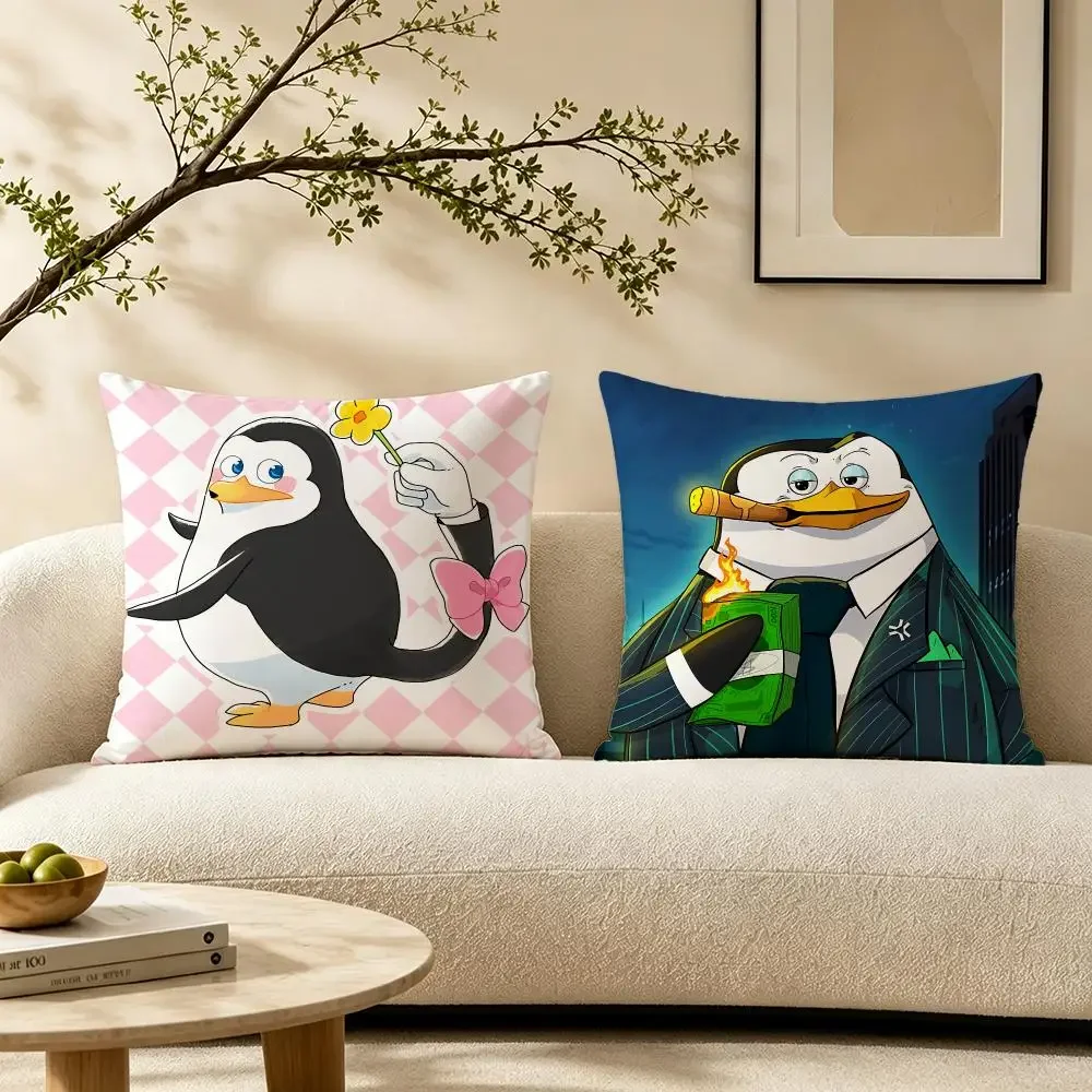 The Penguins of Madagascar Cushion Cover Pillow Short Plush Warm CreamStylel Cushion for Living Room Bedroom Sofa for Gifting