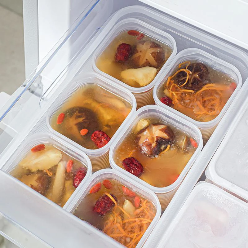 6-Grids Food Storage Container Vegetable Fruit Fresh-Keeping Box with Lid for Refrigerator Kitchen Spice Seasoning Jar