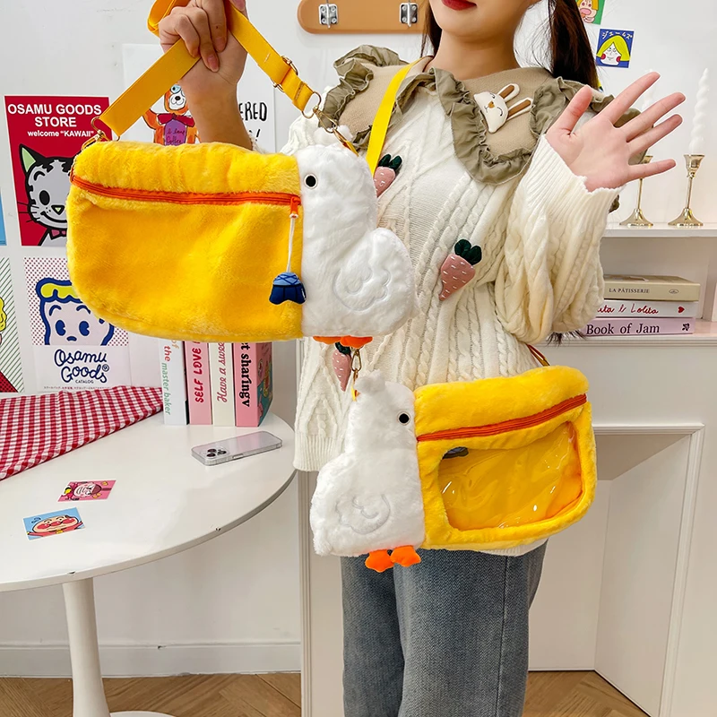 Pelican Cute Large Capacity Transparent Camera Crossbody Bags for Women Cartoon Soft Plush Lightweight Fashion JK Its Bag Girls