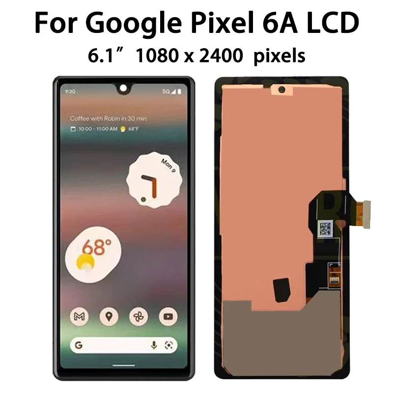 OLED Quality For Google Pixel 6A LCD GX7AS, GB62Z, G1AZG, GB17L LCD Display Touch Digitizer Screen Pixel6A Display With Frame