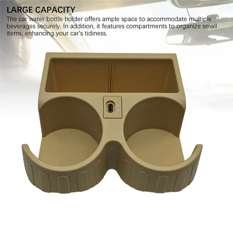Super Sale Beige Drink Holder for Nissan Patrol Y61 1997-2016 FYE727068 FYE727069 Water Cup Holder with PD Port Type C Connector