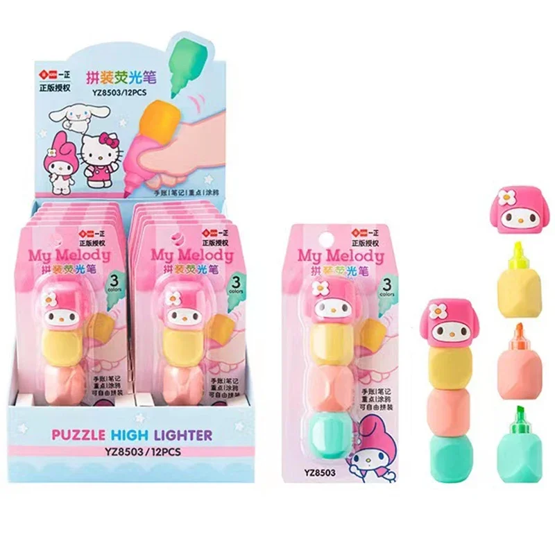 Neue 3 Stile Sanrio Mymelody Cinnamoroll Textmarker Spleißen Marker Stift Melody Montage Textmarker Farbe Marker Stift Schreibwaren