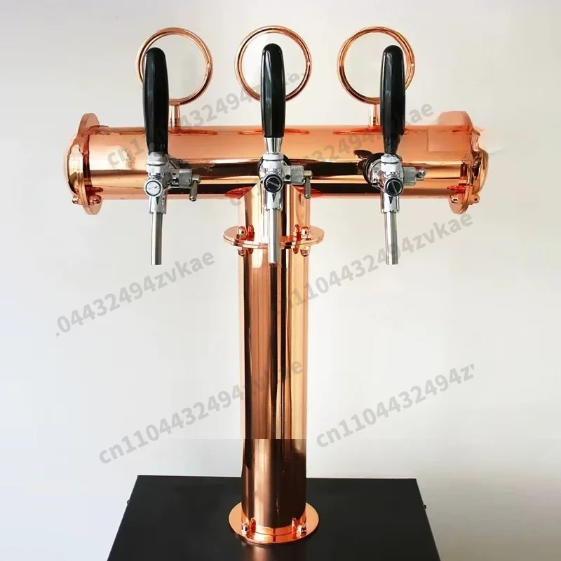 Pub Beer Column Customized T Type Bronze Color Beer Tower, 3lines Beer Column,