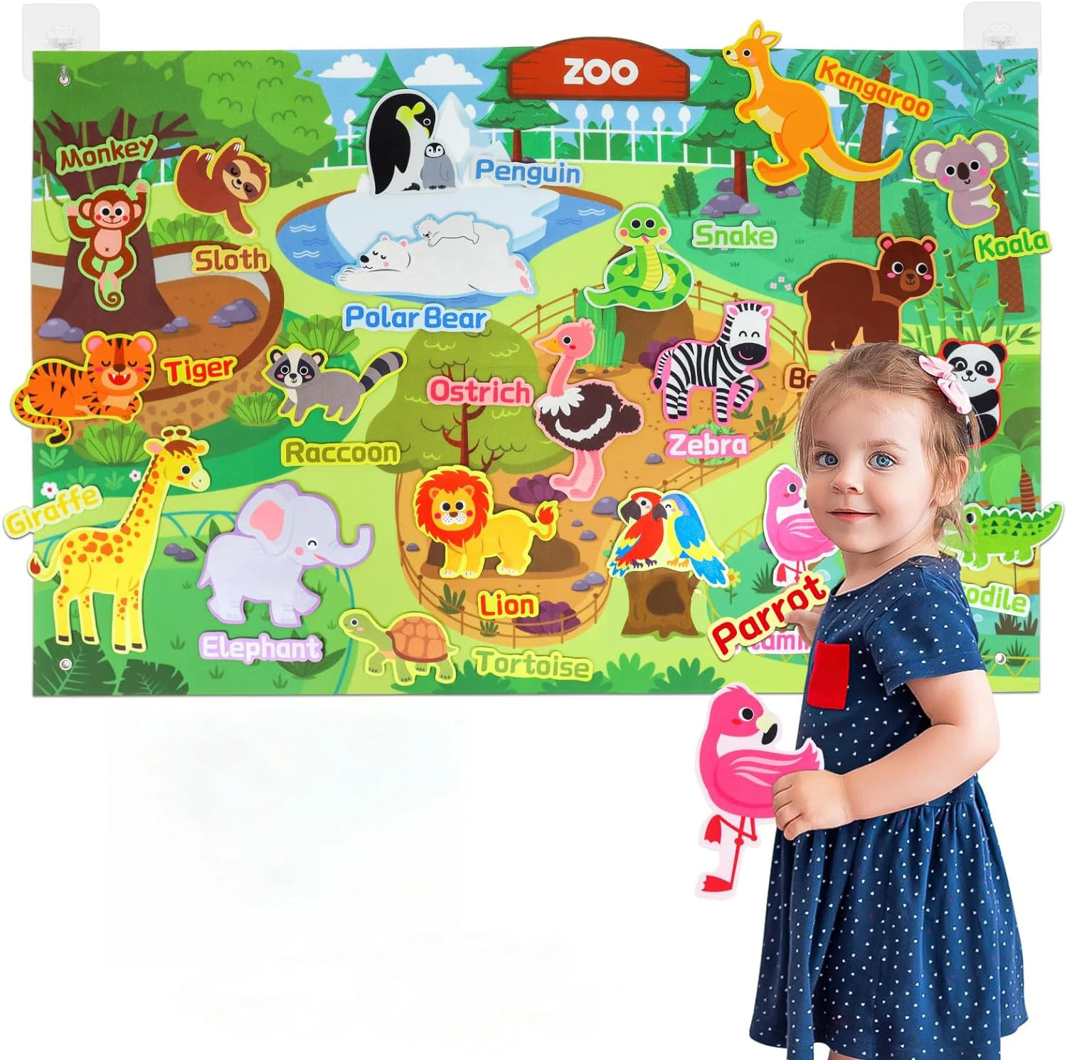 Zoom Tier Filz Geschichte Bord Montessori Frühen Lernen Spielzeug Themen Storytelling Flanell Spielzeug Interaktive Spiel Wand Hängen Geschenke – Detail 1