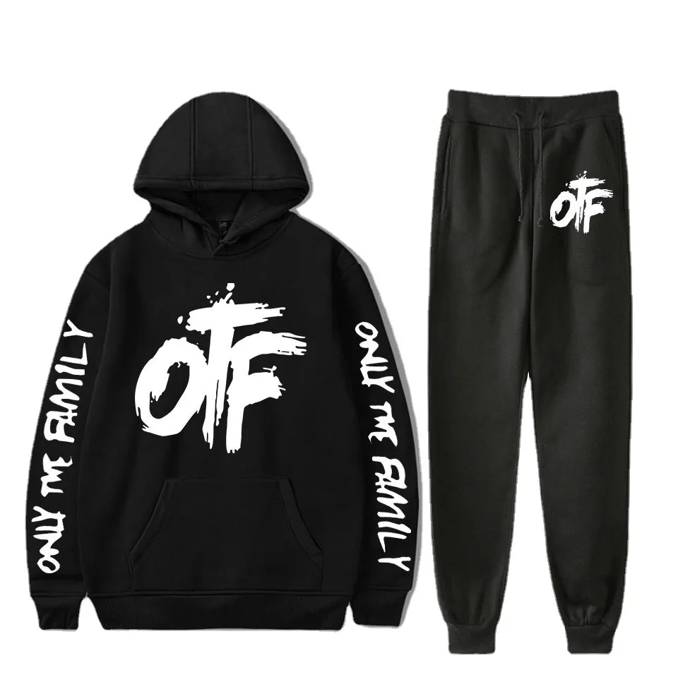 Harajuku Comfortable Funny OTF Letter Print Sweatshirt Sweatpants Suit Men/Women Hoodies+ Trousers Suit Cute 2 Piece Set Clothes