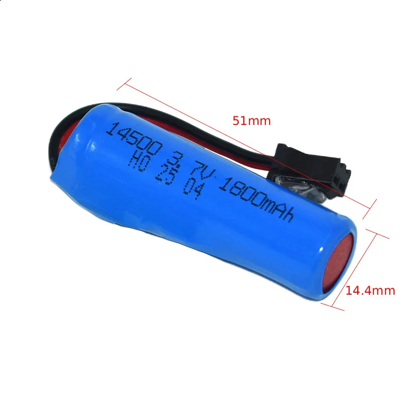 14500 3.7V 1800MAH Li-ion Battery With SM-2P Plug For Rc Drift GT3 RS 911 High Speed Car mi SU7 1:24 1:16/1:20 Racing Car